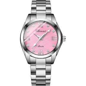 ساعة Gosasa النسائية الكلاسيكية الأنيقة كاجوال للعمل كوارتز ساعة ستانلس ستيل مقاومة للماء فستان مضيء ساعات فضية in Kuwait