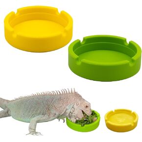 2 Pack Reptile Feeding Bowl, Silicone Reusable Crested Gecko Food and Water Dish, Bearded Dragon Tank Accessories for Lizard, Hermit Crab, Chameleon and Tortoise, Easy to Clean