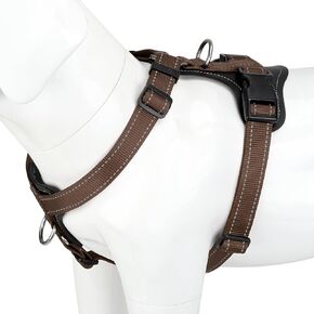 Plutus Pet Adjustable No Pull Dog Harness with Leather Accents, Heavy Duty Reflective Nylon Vest for Training, Hiking, Easy Walk Harness for Small, Medium, Large Dogs (Purple, M)