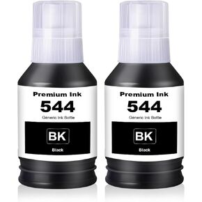 T544 Black Ink Bottle Refill, Replacement for Eps 544 Ink Compatible T544120 Ink Cartridge Black Work with Eps L3110 L5190 L3210 L5290 L3150 L3250 Printers (2 Pack)