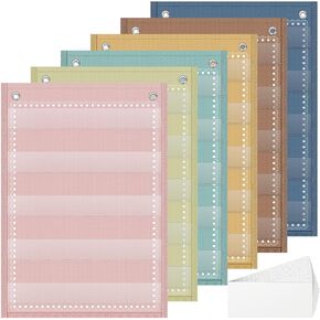 Gueevin 6 Set Magnetic Pocket Chart with 5 Clear Pockets and 30 Dry Erase Cards Painted Classroom Schedule Pocket Chart for Whiteboard, Refrigerator, Class Demonstrations(Light Color)