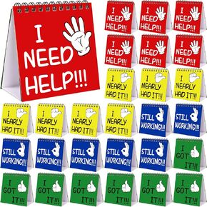 28PCS I Need Help Mini Flip Chart Signs Classroom Teacher Supplies Self Assessment Cards Behavior Management Education Tools for Kids Teachers