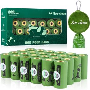 ECO-CLEAN Dog Poop Bags, 360 Count Pet Waste Bags with Dispenser, Unscented, Leak Proof and Extra Thick