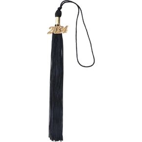 Year Academic Graduation Tassel with 2024 Charm Silk Soft Handmade Cap Tassel Accessories for Graduate Cap Hats Ceremony Decoration Ceremonies Souvenir (Black)