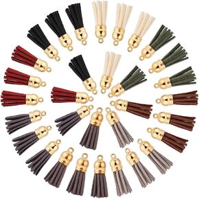PH PandaHall 96Pcs 8 Dark Color Series Keychain Tassels Faux Suede Tassel Pendant, 0.99~1.1inch Tassel Keychain Charms Bulk for Bookmarks Wristlet Keychains Cellphone Straps DIY Crafts Making