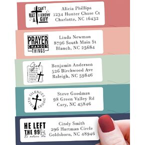 Personalized Return Address Labels Religious - High Gloss Custom Mailing Labels on Sheets - Self-Adhesive Return Stickers for Envelopes with Crisp Printing Design (50-1000)