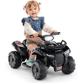 HONEY JOY Kids ATV, 4 Wheeler Battery Powered Toddler Quad with Front Storage Basket, Horn, Music, LED Lights, Footrest, Electric Car for Kids, 6V Ride On Toys for Boys Girls(Pink)
