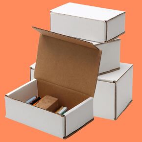 The Boxery Corrugated Mailers White Tuck Shipping Boxes (7x4x4)