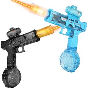 Electric Water Gun, 2PCS Light Up Automatic Water Pistol Powerful Squirt Gun Large Capacity Watergun Summer Backyard Beach Pool Party Water Toy for Adults Kids