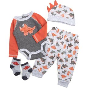 22 inch Reborn Baby Doll Clothes Gray Outfit 4 Pieces Set for 20-22 inch Reborn Dolls Rhino and Dinosaur Suits