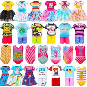 15 Set 5.3 Inch Doll Clothes 5 Outfit Tops and Pants 5 Dresses 5 Swimsuits for 4-6 Inch Girl Doll Clothes Dress