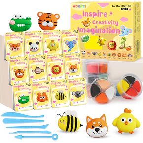 Air Dry Clay Kit for Kids, Modeling Magic Clay, Ultra Light & Soft, 12 Boxes DIY Animals Model with Step by Step Tutorial and 5 Sculpting Tools, Creative Art Crafts Toys Gifts for Girls Boys
