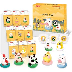 Air Dry Clay Kits: 9 DIY Creature Crafts for Kids 3+ | Child-Safe Modeling with Guides | Creative Gift for Birthdays & Holidays (Animal Clay Kit)