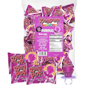 Ring Pop Purple Candy Lollipops, 30Ct Bulk Individually Wrapped in Very Berry Punch Flavor, Full Size, Fun Hard Candy For Birthday, Party Favors, Bachelorette Parties & Kids Gifts in Saudi Arabia