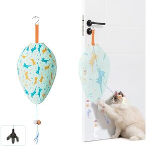 Interactive Cat Toys for Indoor Cats & Automatic Play, Enrichment Toys for Kitten with Feather, Kitten Toy - 4H, Random Trajectories, Door Hanger (Color)