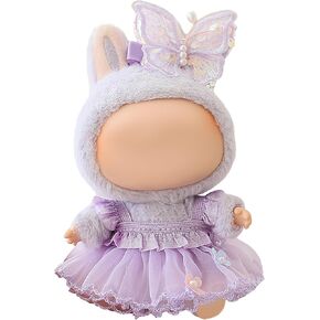 Doll Accessories 2 Piece Skirt Set for 17cm Doll (No Doll) Dreamy Floral Wedding Dolls Dress with Hair Clip Cute Lace Skirt for Dolls Party Display (Style 2)