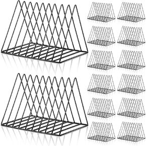 Shimeyao 14 Pieces Magazine Holder Triangle File Holder Metal Book Record Vinyl Storage Rack Multifunction Triangle File Organizer Sorter for Decor Home Office