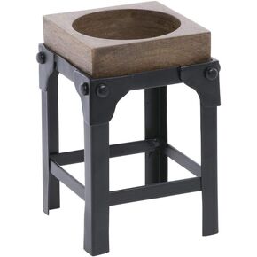 HUBERT Medium Mango Wood & Iron Display Stand