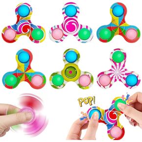 Sezua Fidget Spinner Sensory Toys - 6 Pack Fidget Spinners for Kids Adults, Gifts for Christmas Birthday, Anxiety Stress Relief, Goodie Bag Stuffers, Party Favors for Boys Girls Age 3-12 (Random)