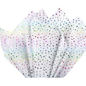 25 Sheets Rainbow Glitter Tissue Paper, 20"*28" Rainbow Sparkle on White Wrapping Paper, Confetti Tissue Paper for Birthdays, Baby Showers, Weddings, Christmas Gift Wrapping