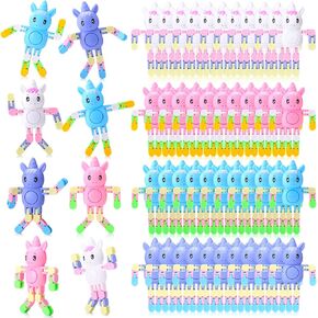 100 Pieces Unicorn Transformable Fidget Funny Sensory Fidget Toys Stress Relief Sensory Fingertip Gyros for Kids Adults Boys Girls Stocking Stuffers Gifts