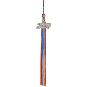 Graduation Tassel - Silver Charm - 2 Color, 2020, Blue/Orange