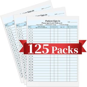 125Packs,Patient Sign in Sheets,HIPAA Compliant,Adhesive Peel-Off Patient Forms,NCR Carbonless 3 Part Forms,for Clinics,Medical Office and Healthcare Facilities (125)