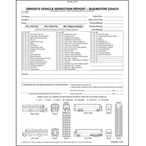 Detailed Driver's Vehicle Inspection Report with Bus & Motor Coach Illustrations 5-pk. - Book Format with 31 Sets, 2-Ply Carbonless, 8.5" x 11", J. J. Keller & Associates, Inc.