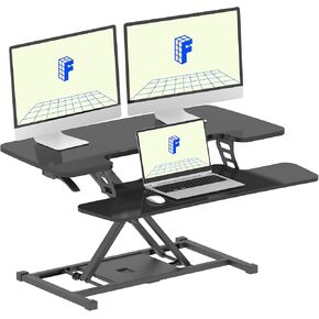 FLEXISPOT 36" Wide Sit to Stand Desk Converter Height Adjustable Tabletop Workstation for Dual Monitors and Laptop Riser