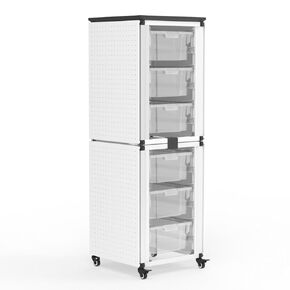 FSE 373-MBS-STR-12-6L Modular Classroom Storage Cabinet - 2 Stacked modules with 6 Large Bins