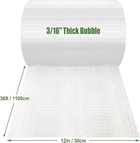 Round Rich 2 Packs Bubble Roll Made in USA - غلاف تعبئة الفقاعات للتحرك والشحن القياسي الحجم 12 بوصة × 36 قدمًا مع وسادة 3/16 'واللوازم مثقبة كل 12' ' in Kuwait