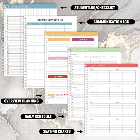 Teacher Planner 2025-2026 Notebook with 10 Section Lesson Book Daily Weekly Monthly 8.5"x11" Organizer Spiral Bound Planning Stickers, Dated Calendar, Pocket Folder, Page Tabs(Black Starry Sky) in Saudi Arabia