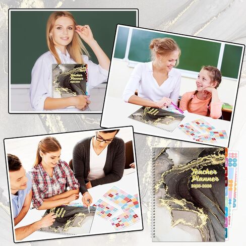 Teacher Planner 2025-2026 Notebook with 10 Section Lesson Book Daily Weekly Monthly 8.5"x11" Organizer Spiral Bound Planning Stickers, Dated Calendar, Pocket Folder, Page Tabs(Black Starry Sky) in Saudi Arabia