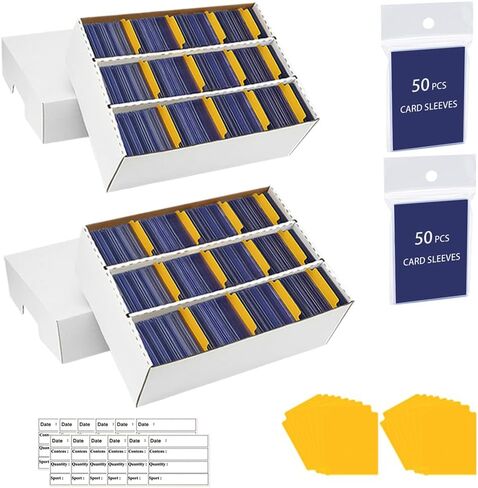 1Pack Card Box for Trading Card, 2400-count Cardboard Card Storage Box, 3-Row bulk Card Storage box with 50 Soft Card Sleeves & 8 Dividers,Card Organizer Box for TCG/Magic/Mtg，Toploader in Saudi Arabia