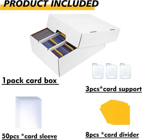 1Pack Card Box for Trading Card, 2400-count Cardboard Card Storage Box, 3-Row bulk Card Storage box with 50 Soft Card Sleeves & 8 Dividers,Card Organizer Box for TCG/Magic/Mtg，Toploader in Saudi Arabia