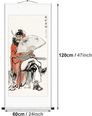 Scroll Painting - Zhong Kui, Chinese Feng Shui Wall Hanging Painting - 20/24/31 Inch Wide, Hallway Entrance Decor Asian Scroll Art(D,60x120cm) in Kuwait
