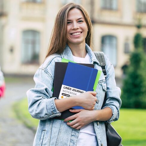 Lined Journal Notebooks for Women and Men, A5 100gsm Hardcover Notebook with Pen Loop, 160 Pages, 5.7" X 8.3", Notebook for Student, Office, School (Black) in Kuwait