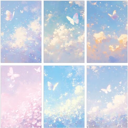 Supervitae 120 Pack Watercolor Butterfly Letter Crinting Paper ، 8.27 × 5.51 بوصة من أوراق الحروف المزدوجة ذات الوجهين للكتابة ، 6 تصميم بالألوان المائية (زبدة بالألوان المائية) in Saudi Arabia