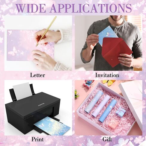Supervitae 120 Pack Watercolor Butterfly Letter Crinting Paper ، 8.27 × 5.51 بوصة من أوراق الحروف المزدوجة ذات الوجهين للكتابة ، 6 تصميم بالألوان المائية (زبدة بالألوان المائية) in Saudi Arabia