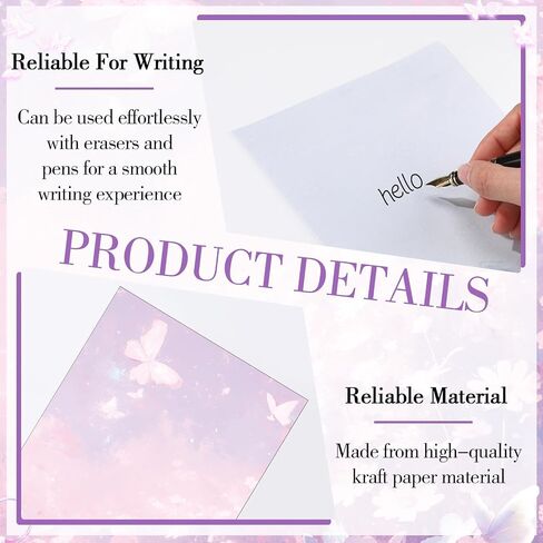 Supervitae 120 Pack Watercolor Butterfly Letter Crinting Paper ، 8.27 × 5.51 بوصة من أوراق الحروف المزدوجة ذات الوجهين للكتابة ، 6 تصميم بالألوان المائية (زبدة بالألوان المائية) in Saudi Arabia