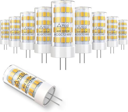 G4 12V LED Lights Bulbs 4W 3000K Warm White 6 Pack, AC/DC 12-48V 300 LM Bi-Pin 35W Halogen Equivalent Non-dimmable for Outdoor Landscape Path Stair Driveway, Indoor Under-Cabinet Ceiling Lighting in Saudi Arabia