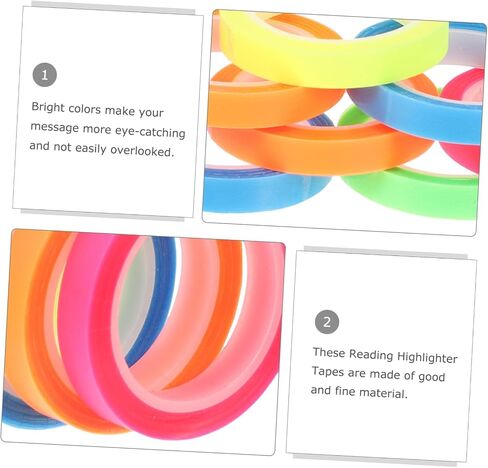 NUOBESTY 10 Rolls Transparent Highlight Tapes Note Tapes Portable Page Markers for Reading Multi Color for Teachers Students and Office Use in Saudi Arabia