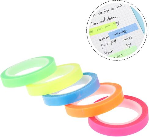 NUOBESTY 10 Rolls Transparent Highlight Tapes Note Tapes Portable Page Markers for Reading Multi Color for Teachers Students and Office Use in Saudi Arabia