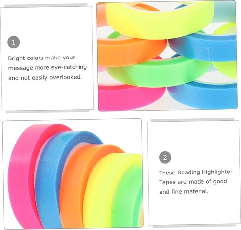 Nuobesty 10 Rolls أشرطة تمييز شفافة ملاحظة أشرطة محمولة علامات الصفحة المحمولة لقراءة الألوان المتعددة للمعلمين واستخدام المكتب in Kuwait