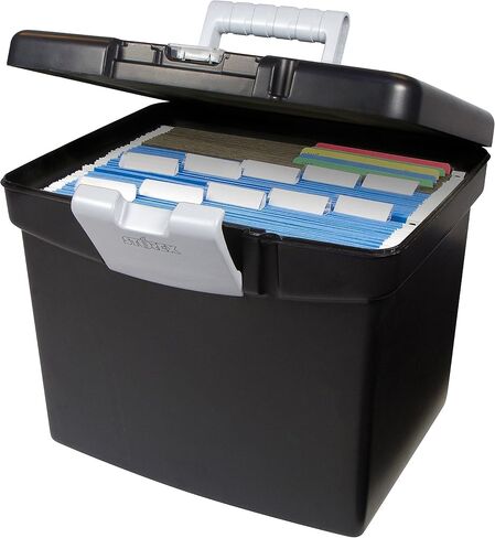 Storex Economy Portable File Box for Letter Size Hanging Files, Black (61502U01C) in Saudi Arabia