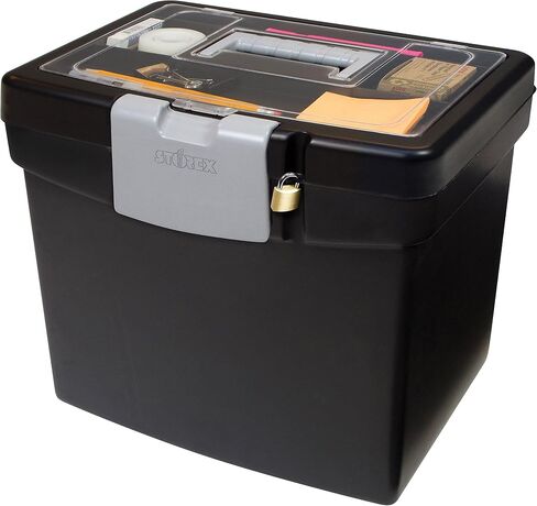 Storex Economy Portable File Box for Letter Size Hanging Files, Black (61502U01C) in Saudi Arabia