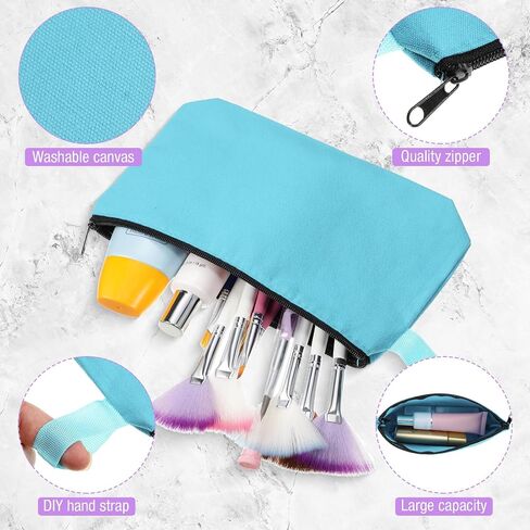 40 Pack Canvas Makeup Bags Bulk Cosmetic Bags with Bottom Travel Canvas Zipper Pouch Multi Purpose Blank Small Makeup Bags for Women Purse Toiletry Pencil DIY Craft, 10 Colors, 7.4 x 5.1 x 1.7 Inch, in Saudi Arabia
