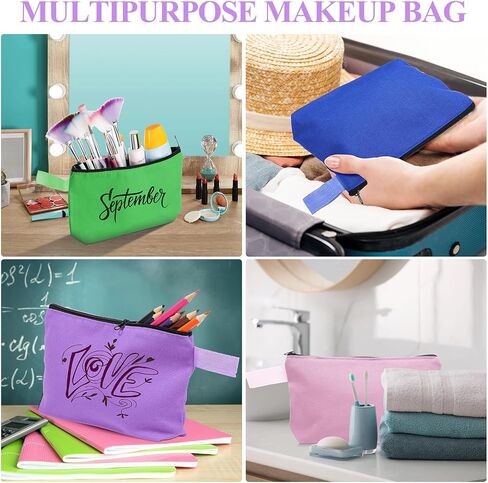 40 Pack Canvas Makeup Bags Bulk Cosmetic Bags with Bottom Travel Canvas Zipper Pouch Multi Purpose Blank Small Makeup Bags for Women Purse Toiletry Pencil DIY Craft, 10 Colors, 7.4 x 5.1 x 1.7 Inch, in Saudi Arabia