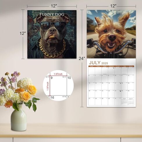 Gannyfer Calendar 2025-2026 ، يوليو 2025 إلى ديسمبر 2026 ، 18 شهرًا تقويم الكلاب المضحكة 2025 ، تم افتتاح تقويمات الجدار الكبيرة 12 "× 24" ، مثالية كهدايا للأصدقاء والعائلة (تضمنت 3 ملصقات) in Saudi Arabia