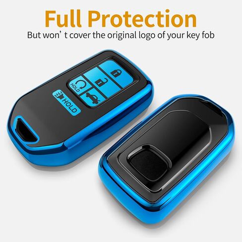 Sindeda لغطاء Honda Key fob مع سلسلة مفاتيح جلدية، حماية كاملة من مادة TPU الناعمة، حافظة مفاتيح متوافقة مع Honda Accord Civic CRV Pilot Odyssey Passport Smart Remote Key، Key Fob Shell أحمر in Kuwait